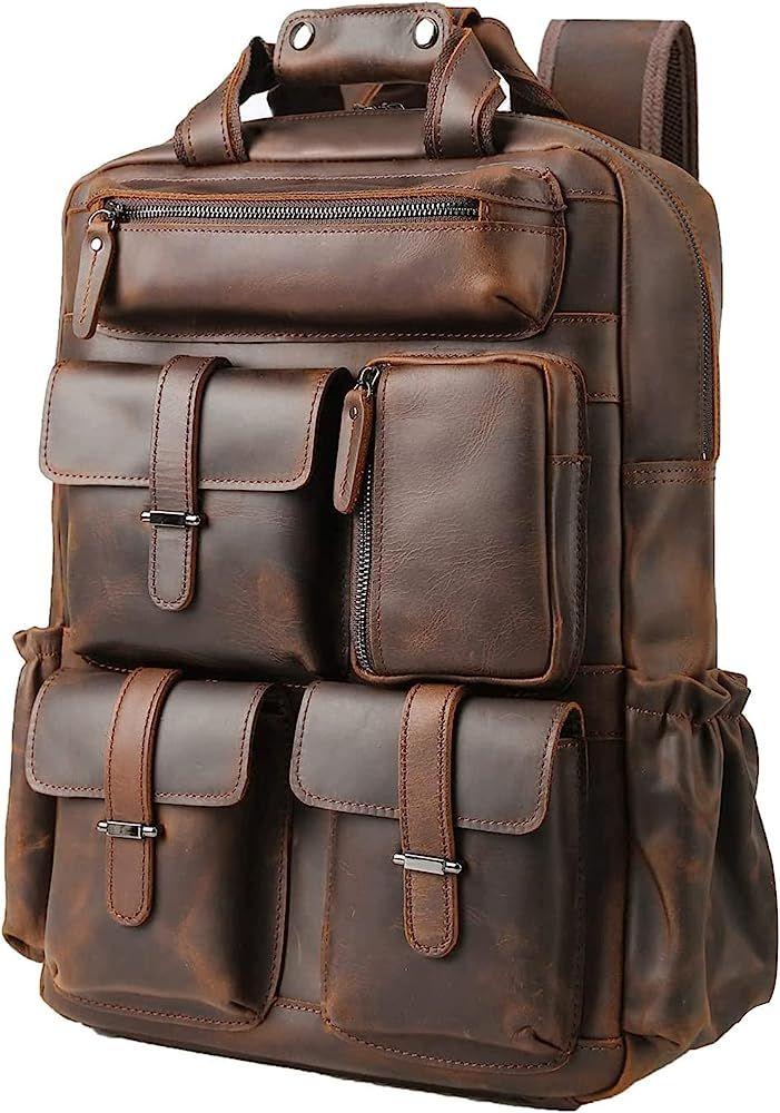 Vintage Brown Leather Backpack for Travel, School & Daily Use