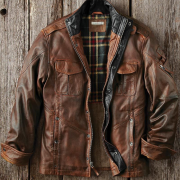 Vintage Brown Leather Jacket for Men – Durable & Stylish