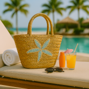 Handcrafted Jute‑Cotton Multipurpose Ladies Bag with Starfish Design