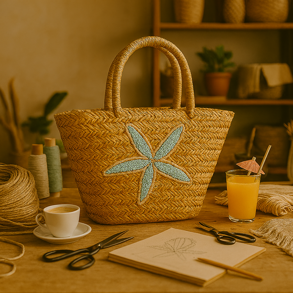 Handcrafted Jute‑Cotton Multipurpose Ladies Bag with Starfish Design