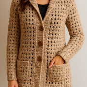 Handmade Crochet Button Cardigan with Soft and Cozy Feel