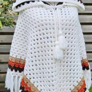 Handmade Crochet Poncho with Hood and Cozy Design