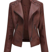 Women’s Brown Faux Leather Jacket – Slim Fit, Stylish Design & Everyday Comfort