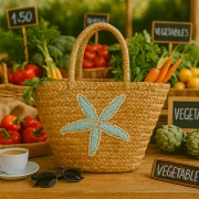 Handcrafted Jute‑Cotton Multipurpose Ladies Bag with Starfish Design