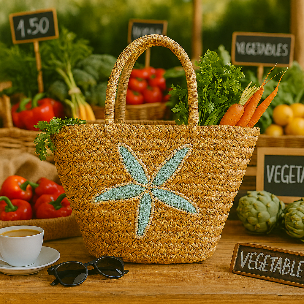 Handcrafted Jute‑Cotton Multipurpose Ladies Bag with Starfish Design