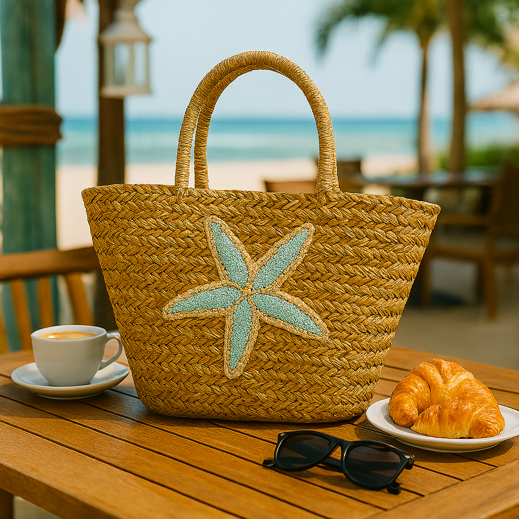 Handcrafted Jute‑Cotton Multipurpose Ladies Bag with Starfish Design
