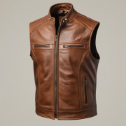 Premium Sleeveless Leather Jacket with Stylish Zipper Design