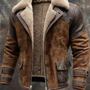 Men’s Shearling Leather Jacket – Vintage Style, Warm Lining & Winter‑Ready Comfort