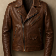 Men’s Brown Leather Biker Jacket – Vintage Style, Premium Craft & Everyday Comfort